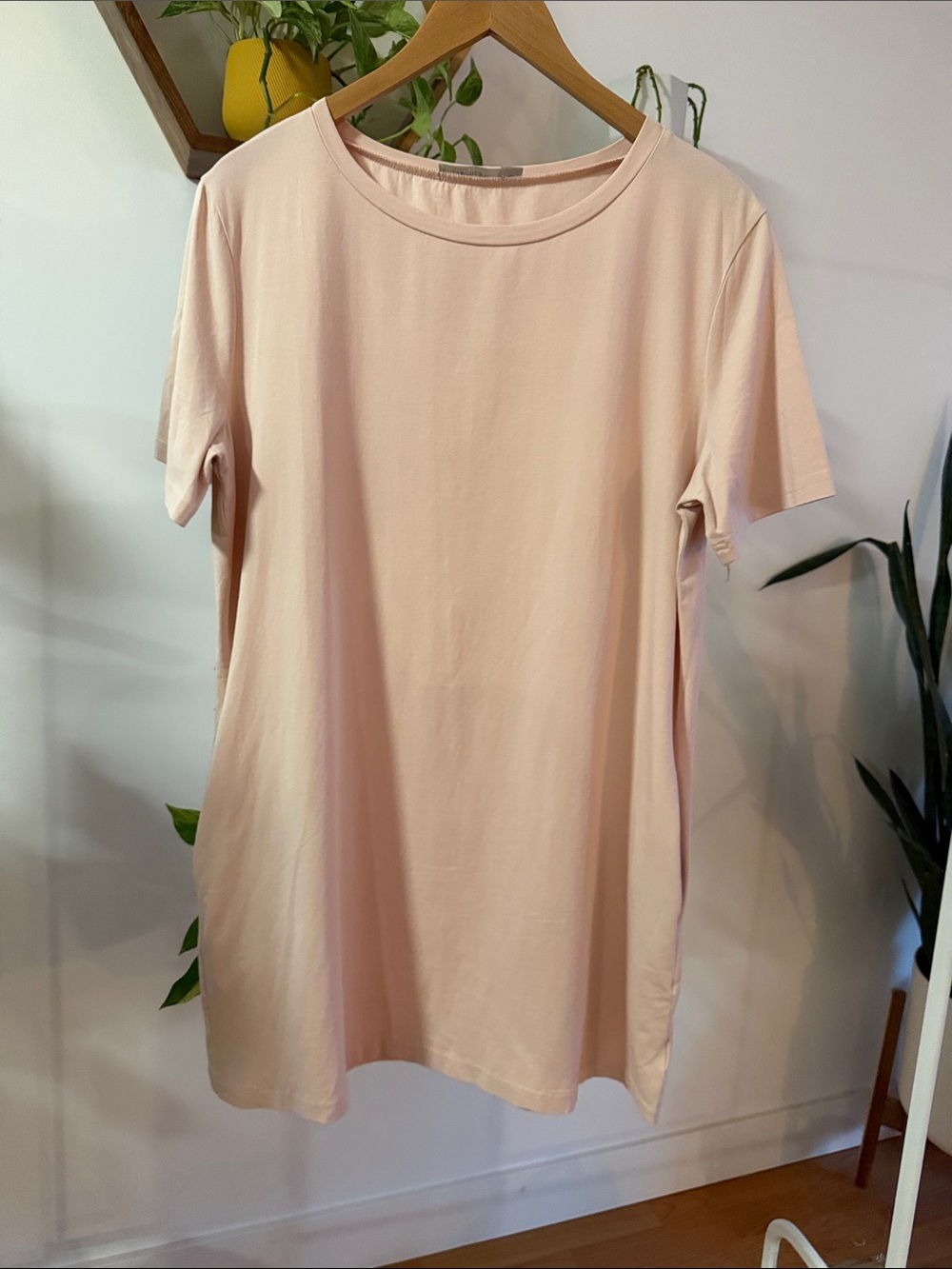 Relaxed Mini T-Shirt Dress in Pale Pink